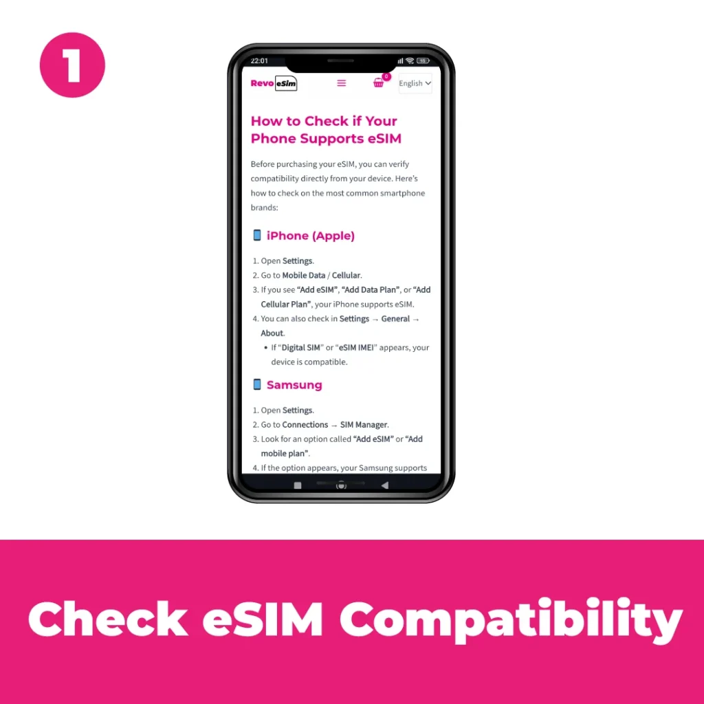 Check if your smartphone is compatible with Revo eSIM before installation