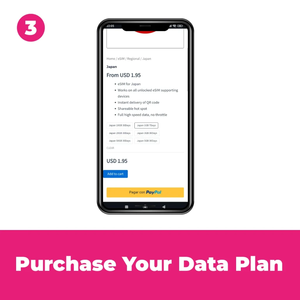 Purchase your Revo eSIM data plan online in just a few clicks